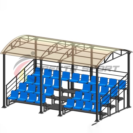 Купить Трибуна для зрителей 4 ряда на 34 места с навесом и перилами в Вятскиеполянах 